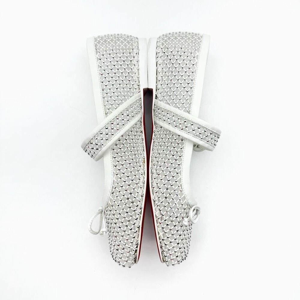 CHRISTIAN LOUBOUTIN Mamastrapitina Crystal Embellished Ballet Flat Size 39 Mesh - Picture 11 of 15